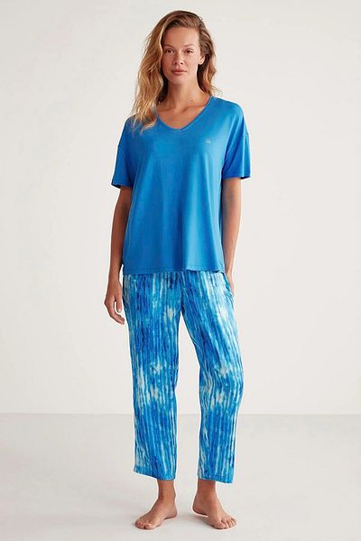 Penyemood COMBED MOOD SOFT TEXTURED V-NECK HALF SLEEVE WOMEN'S PAJAMAS SET 9600