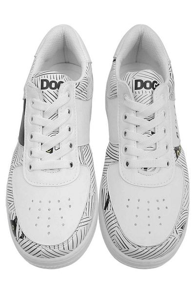 Dogo Women's Vegan Leather White Sneakers - Black Cats Only Design