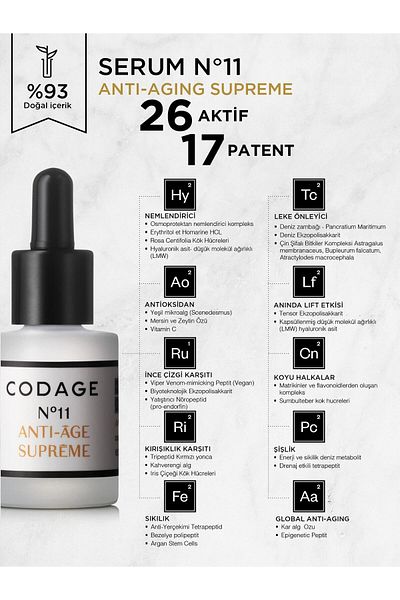 Codage SUPREME - SERUM 15 ML, ANTI-DARK CIRCLES AND FINE LINES PSSN1568