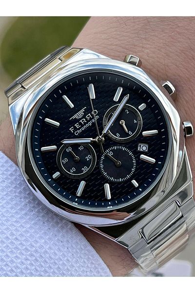 FERRO Steel Cord Inner Functions Active Chronograph 30 Mt Waterproof Men's Wristwatch EFM31458-A3