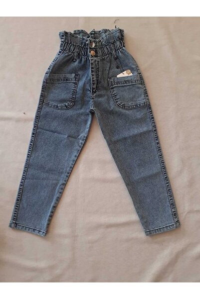 mavera32 Açık Mavi Beli Lastikli Mom Jean