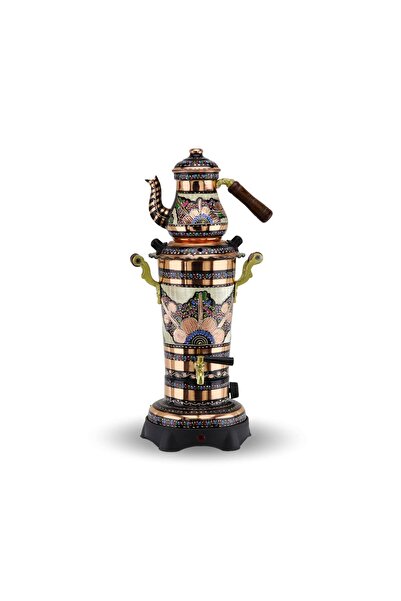 Sonay Bakırcılık Gül Çiçek Elektrikli Isı Ayarlı Minik Bakır Semaver