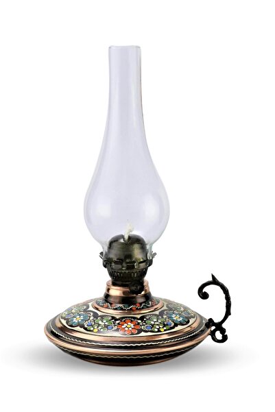 Sonay Bakırcılık Gül Çiçek Işlemeli Bakır Gaz Lambası