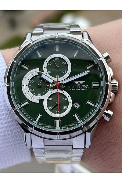 FERRO Steel Cord Inner Functions Active Cronograph 30 Mt Waterproof Men's Wristwatch EFM31461-A6