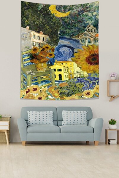 Genel Markalar Van Gogh Keveloya Ayçiçeği Leke Tutmaz Kumaş Duvar Örtüsü Duva...