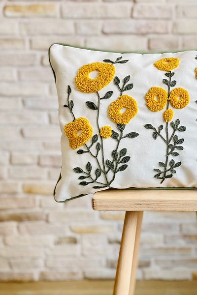 SWITA Husă de pernă cu model de margarete decorative brodate cu pumn (pantaloni)