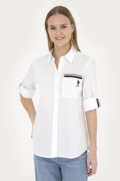 U.S. Polo Assn. Kadın Beyaz Uzun Kollu Gömlek G082SZ004.000.183699.5 TEKSPOR