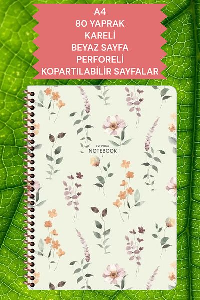SEYFİKİRTASİYE A4 80 SHEETS CHECKED WHITE PAGE PERFORATED COPABLE PAGES CARDON COVER