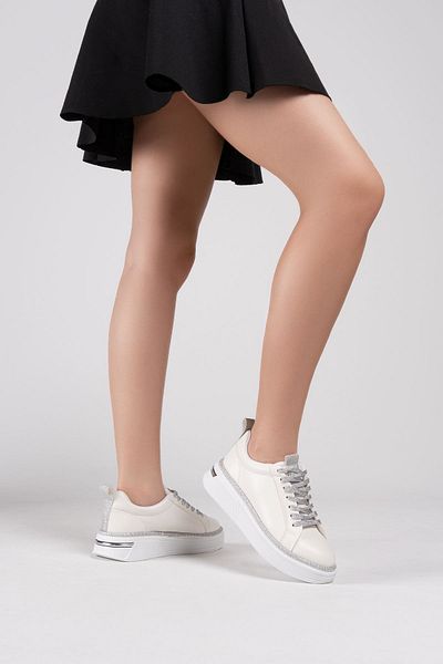 simplicity Tenis alb cu șireturi Movin argintiu de damă