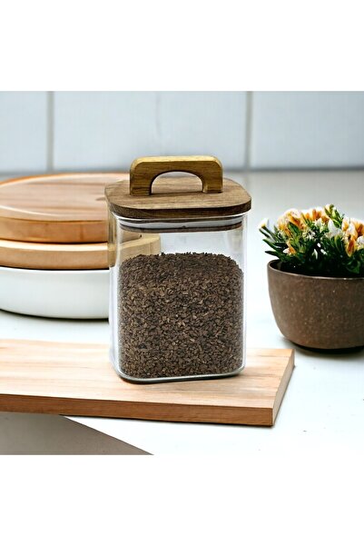 Binbirdemet حاوية تخزين بغطاء من الخيزران 950 مل