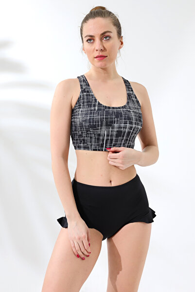 aykum High Waist Badi Bikini Set with Ruffle Bottom and Lining