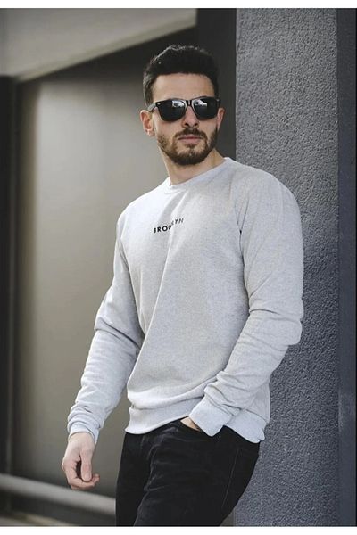 LEONE Μπλούζα με στάμπα Brooklyn Grey Oversize - Crew Neck