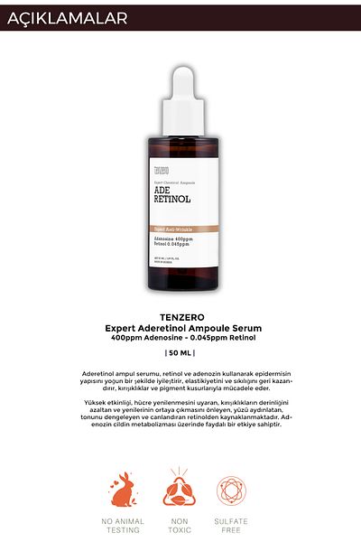 TENZERO 50ml Serum Containing Retinol and Adenosine - Strengthening Skin Barrier, Anti-Aging