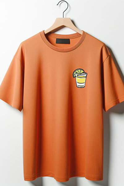 Vordevia تيشيرت للجنسين برقبة دائرية كبيرة الحجم مطبوع من تيكيلا