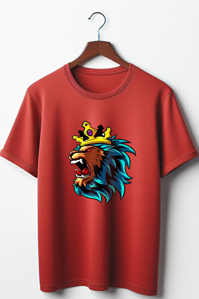 Vordevia Lion Štampano Oversize kroj okrugla kragna Unisex majica