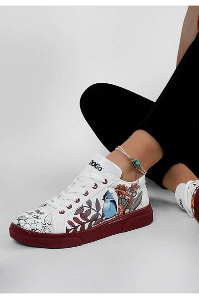 Dogo Pantofi albi din piele vegană de damă - Design magic în aer