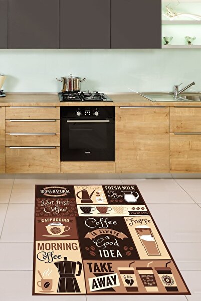 farbala Coffe Temalı Fincan Kahve Kaymaz Taban Leke Tutmaz Yıkanabilir İnce Y...