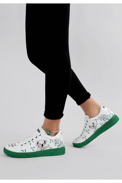 Dogo Γυναικεία Vegan Δερμάτινα Λευκά Sneakers - Koala Hug Design