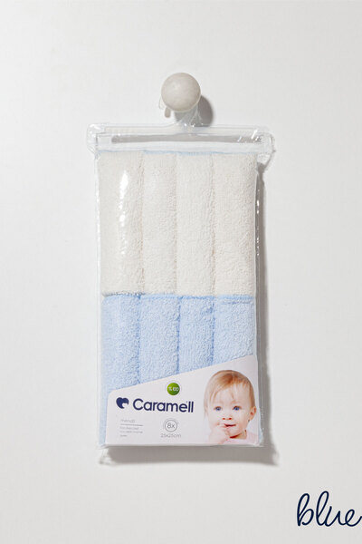 Caramell 8'li Çok Amaçlı %100 Doğal Pamuk Havlu Mendil Ter Bezi Ağız Mendili