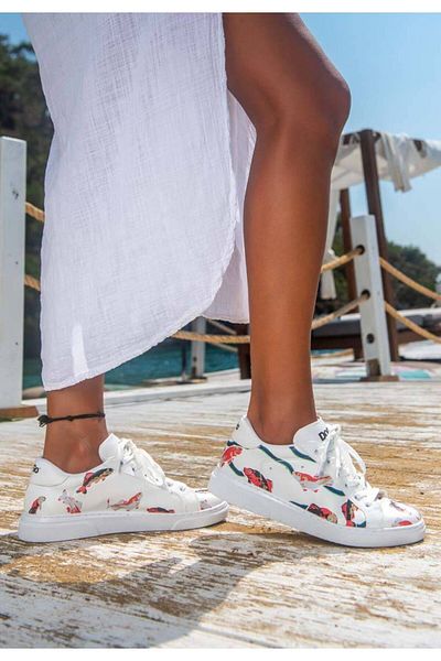 Dogo Pantofi albi din piele vegană de damă - Koi World Design