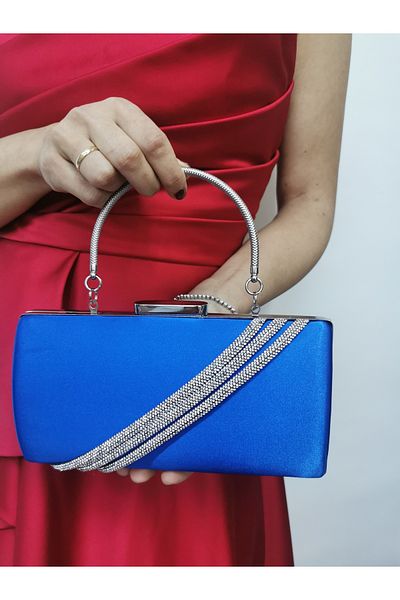 NAZART Γυναικείο βραδινό φόρεμα Stoned Saks Clutch Portfolio Chain Strap Hand Wedding Engagement Night Shoulder Bag