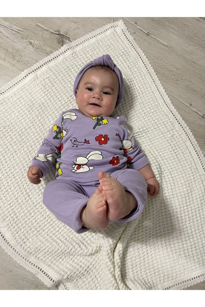 SERAP KİDS 100% COTTON BEAR PATTERNED BABY MONTH DOUBLE SET