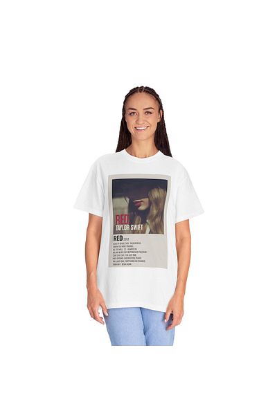 Hilosh Tricou cu decupaj în U cu model pentru coperta albumului Taylor Swift roșu HC01