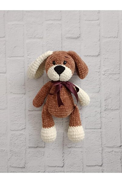 OYUNCAKPARK Kurdelalı Şirin Kahverengi Köpek Amigurumi Organik Oyuncak