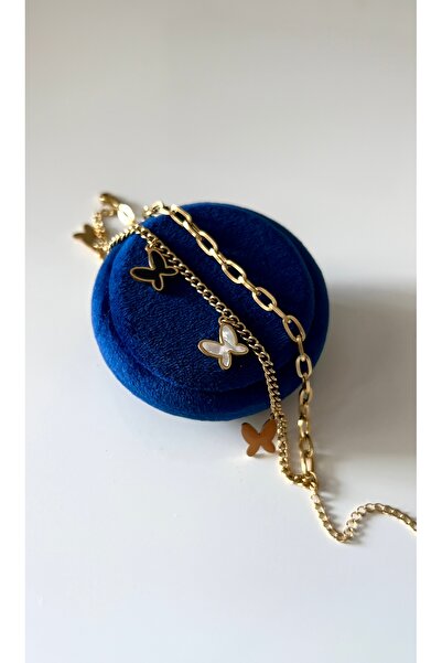 SU PERİSİ TAKI BİJUTERİ خلخال نموذج الفراشة بيرليسسينت الذهب الصلب