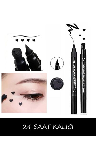 NUNUKO Double Sided Heart Pattern Pencil Eyeliner - Double Ended Heart Printed Pencil Eyeliner 24 Hours Lasting