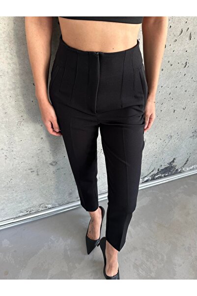 DUXAL SHOES Adrian Black High Waist Thin Cuffed Pants