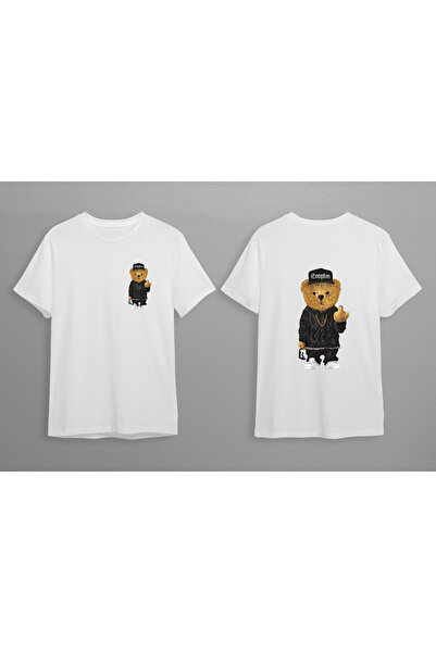 MEAGİYİM Μπλουζάκι Unisex Μπροστινό Πίσω Teddy Bear με στάμπα