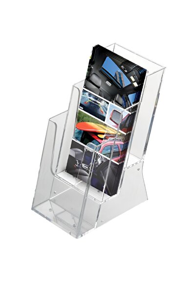 ÖzgürceSeç 3 Katlı Masaüstü Cep Akrilik Evrak Rafı Broşürlük 1/3 A4 (10X21) (...