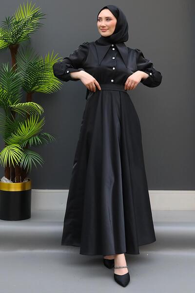 GİZ AGİYİM Baby Collar Hijab Dress Black