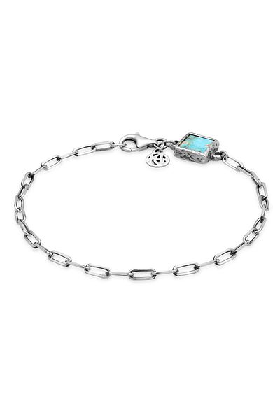 HAZE & GLORY Armband Gliederkette Kupfer Türkis Anhänger 925 Silber