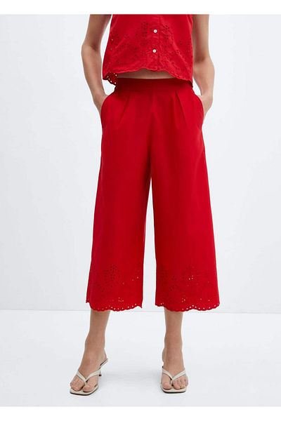 MANGO Woman Hímzett Culotte nadrág