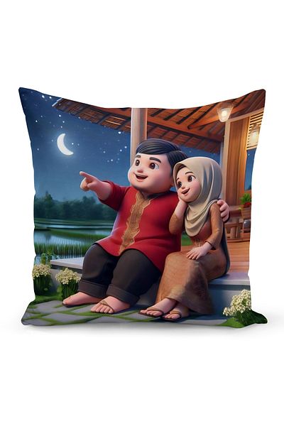 Bertille Home Husă de pernă cu imprimare digitală pe două fețe din seria Ramadan (Husă de pernă Ramadan)