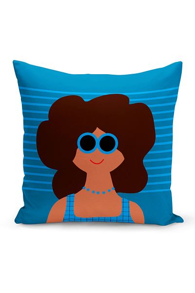 Bertille Home Husă de pernă cu imprimare digitală cu două fețe din seria Retro (husă de pernă retro)