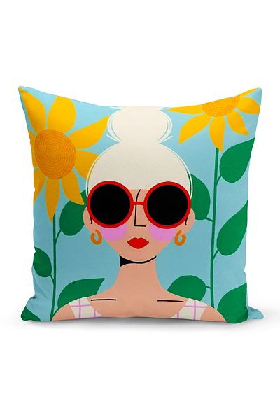 Bertille Home Husă de pernă cu imprimare digitală cu două fețe din seria Retro (husă de pernă retro)