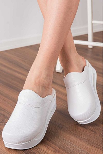 blumsaboterlik Λευκές Γυναικείες Παντόφλες Airmax Sabo Orthopedic Hospital-νοσοκόμα-γιατρός-μαγειρικής-κέντρο ομορφιάς ιατρικές παντόφλες