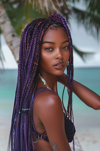 Mina Peruk Sentetik Örgülük Saç 100 Gr. - Mor