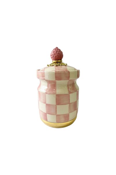 ARTER Home Damalı Pembe 20cm Seramik Kavanoz