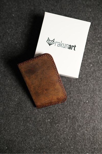 rakunart 0014 Money Input Card Holder Special Handmade Brown