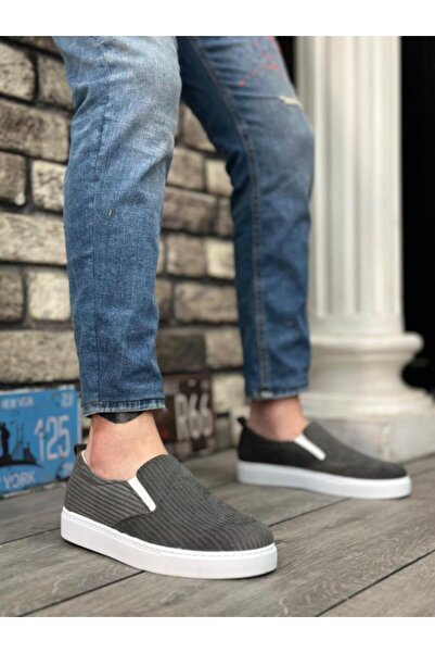 BPM BA0339 - Сірі чоловічі повсякденні черевики з білою підошвою