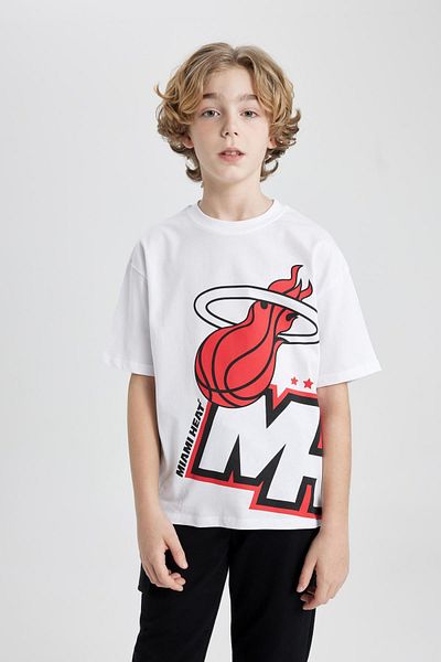 DeFacto Αγόρι - NBA Miami Heat Oversize T-shirt C0390a824sm, λαιμόκοψη, κοντό μανίκι