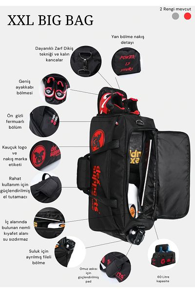Dex Supports Red XXL Large Size Fitness Sports Bag - BIG BAG