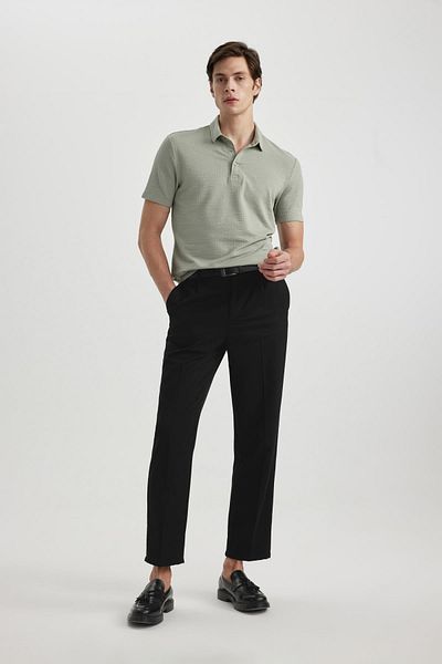 DeFacto Slim Fit Slim Fit bavlněné polo tričko s krátkým rukávem X2594az24sm