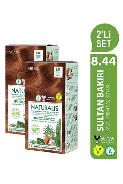 NEVA NATURALIS 2'Lİ SET 8.44 SULTAN BAKIRI Kalıcı Krem Saç Boyası Seti (VEGAN)
