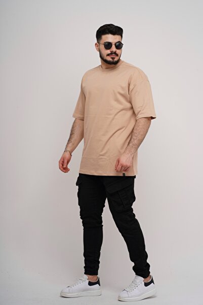 Est Estola Ανδρικό υπερμεγέθη Basic απλό μπλουζάκι 100% βαμβακερό ύφασμα με λαιμόκοψη