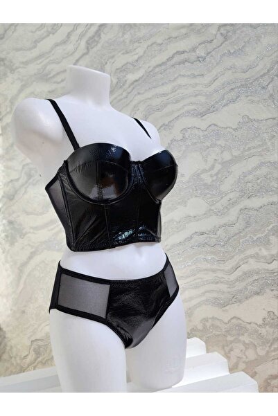 ESTUAL Siyah Deri Dolgulu Bütiyer Takımı